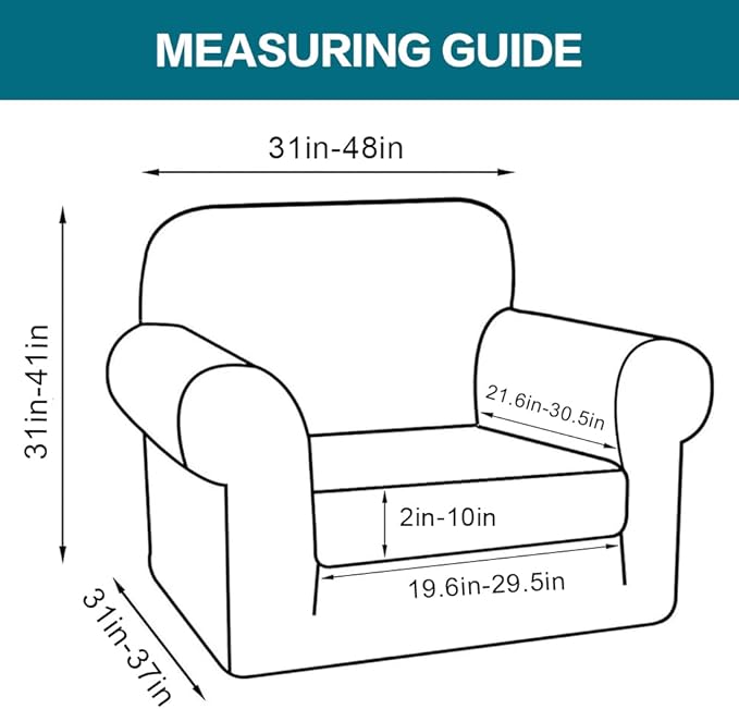 Turquoize 2 Piece Chair Covers Chair Slipcovers for Living Room Armchair Couch Cover Chair Sofa Cover with Individual Cushion Covers Furniture Cover for Chairs Feature Jacquard Fabric (Chair, Brown)