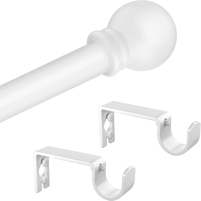 White Curtain Rods for Bedroom with Brackets,5/8 Inch Diameter Small Window Curtain Rod Adjustable 32 to 60 Inches,Easy Install Drapery Rods