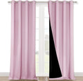 NICETOWN 100% Blackout Blinds, Set of 2, 46" x 102", Baby Pink, Laundry Room Decor Window Treatment Curtains for Large Patio Sliding Door, Thermal Insulated Curtains for Bedroom