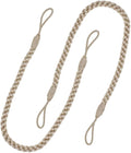 Curtain Tiebacks Ropes, 2pcs Decorative Handmade Tie Backs Curtain Holdbacks Holders Cord for Window Sheer Drapes Indoor Outdoor, Beige