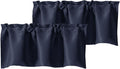 Chyhomenyc Navy Blue Valances for Window, Room Darkening Short Curtains for Kitchen Bedroom Living Room, Rod Pocket Top Small Window Treatment Valance RV Bunk Panels, 40" Wx18 L, 2 Pieces
