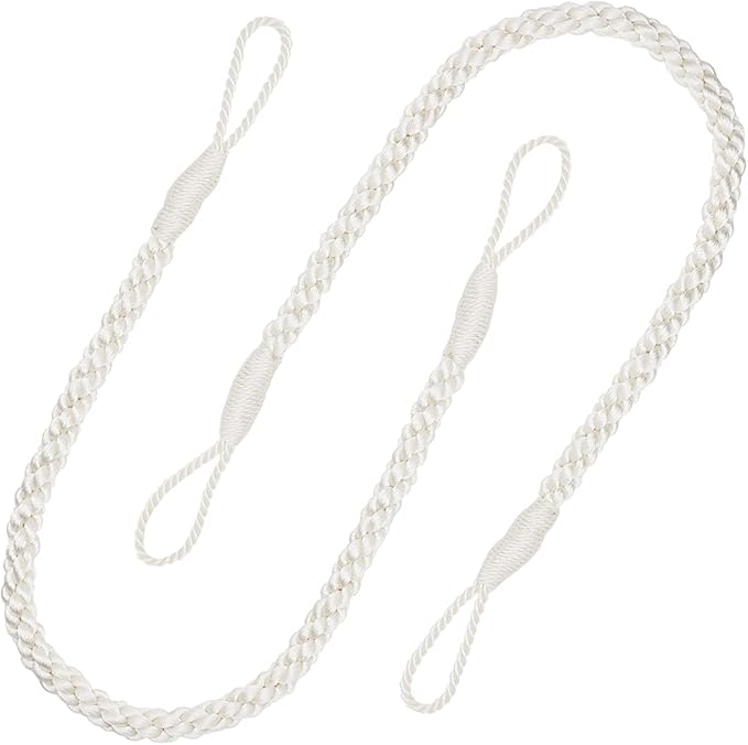 Curtain Tiebacks Ropes, 2pcs Decorative Handmade Tie Backs Boho Curtain Holdbacks Holders Cord for Window Sheer Drapes Indoor Outdoor, Off White