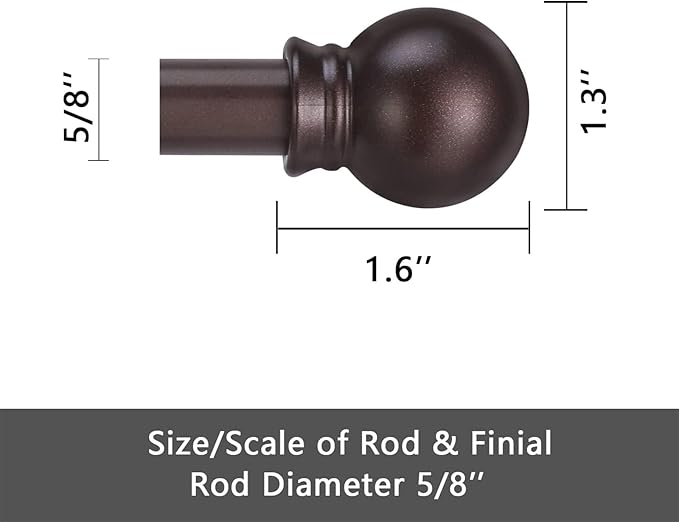 GXOACKJ Curtain Rods for windows 66-120 inch, 5/8 inch Decorative Brown Splicing Heavy Duty Metal Curtain Rod set with Brackets