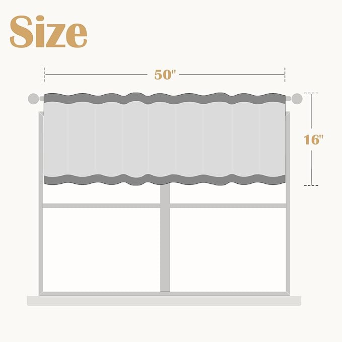 jinchan Striped Linen Valance Curtain 16 Inch Vertical Striped Valance for Kitchen Bathroom Light Filtering Rod Pocket Cottagecore Farmhouse Semi Sheer Short Window Curtain 1 Panel Grey