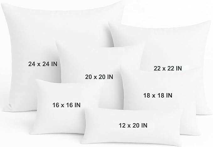 LANE LINEN 16x16 Throw Pillow Insert - Set of 4 White Inserts for Decorative Pillow Covers for Bed, Decorative Pillows for Bed, Couch Pillows, Throw Pillows for Couch