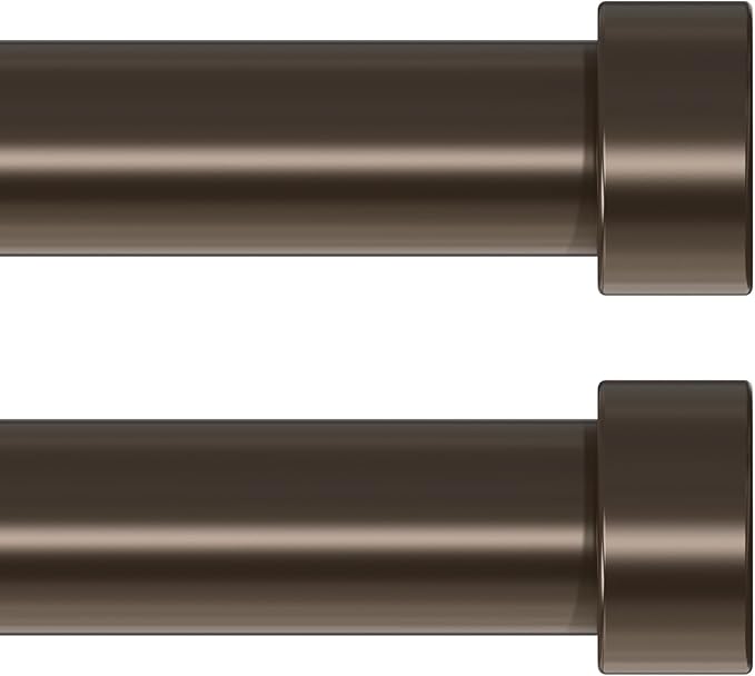 VOIIY 2 Pack Curtain Rods for Windows 28 to 48 Inch(1.5-5 Feet), Bronze 1'' Diameter Drapery Rods with End Cap Style Design,Modern Adjustable Heavy Duty Curtain Rod,Size:30''-60''