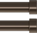 VOIIY 2 Pack Curtain Rods for Windows 28 to 48 Inch(1.5-5 Feet), Bronze 1'' Diameter Drapery Rods with End Cap Style Design,Modern Adjustable Heavy Duty Curtain Rod,Size:30''-60''