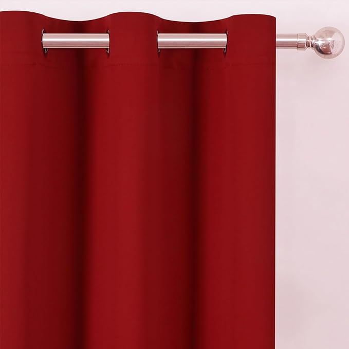 LEMOMO Blackout Curtains 52 x 90 Inch Long Red Curtains Set of 2 Panels Room Darkening Curtains for Bedroom and Living Room