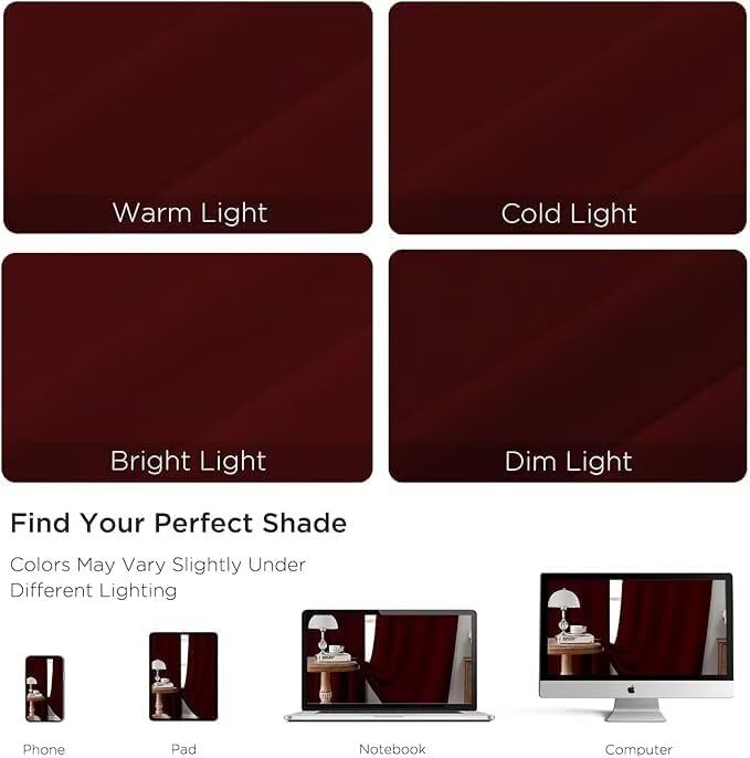 Joydeco Blackout Curtains for Bedroom 108 inch Long 2 Panels, Thermal Insulated Room Darkening Curtains with Grommets, Soft Window Drapes for Living Room (W52 x L108 Inch, Burgundy Red)