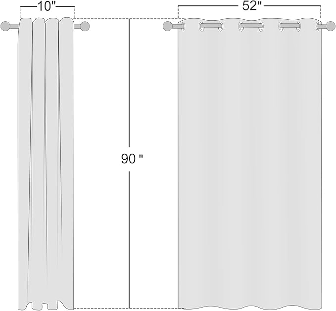 NICETOWN 90 inch Beige Curtains Linen Sheer Faux Flax Window Drapes, Grommet Decorative Keep Privacy Semi Sheer with Light Filtering for Living Room/Bedroom, W52 x L90, 2 Panels