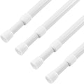 KXLife 4 Pcs Tension Curtain Rod 35 to 46 Inches, 5/8" Diameter Spring Curtain Rods, White, Adjustable Expandable Pressure Window Tension Rod No Drill