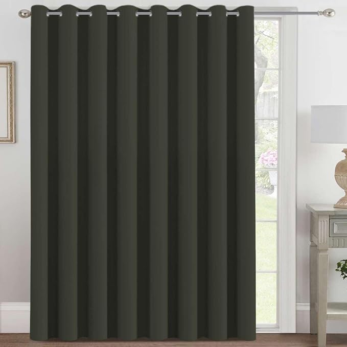 H.VERSAILTEX Blackout Patio Curtains 100 x 96 Inches for Sliding Door Extral Wide Blackout Curtain Panels Thermal Insulated Room Divider - Grommet Top, 8' Tall by 8.5' Wide - Olive