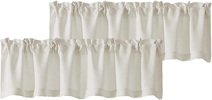 Chyhomenyc Natural Valances for Window, Light Filtering Short Curtains for Kitchen Bedroom Living Room, Rod Pocket Top Small Window Treatment Valance RV Bunk Panels, 60" Wx14 L, 2 Pieces