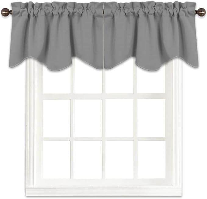 NICETOWN Sliver Grey Valances for Windows - Thermal Insulated Room Darkening Kitchen Curtain Valances Rod Pocket Bathroom Valances for RV Camper/Thanksgiving, 52 x 18 inch, 2 PCs