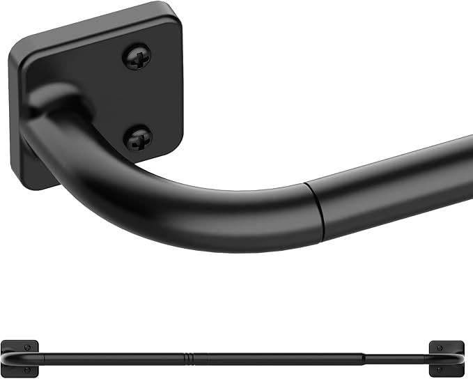 UIOSANRT Curtain Rods for Windows 28 to 48 inch, 5/8" Diameter Black Warp Around Curtain Rod for Bedroom Living Room
