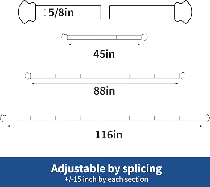 Small Curtain Rods for Windows 30" and 45" 5/8 Inch Standard Decorative Silver Curtain Rod with Brackets Easy to Install for Bedroom Living room Kitchen