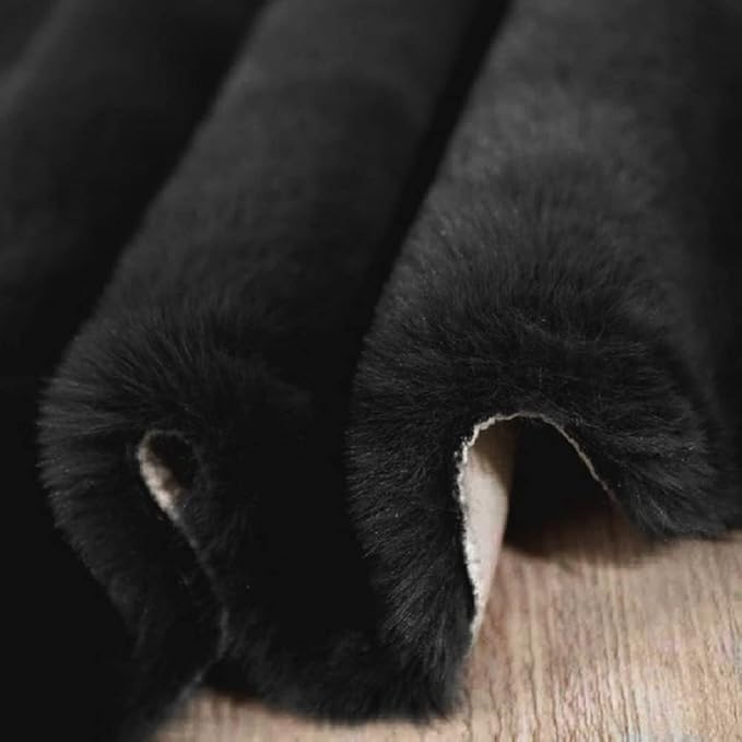 ORINOVA Black Fluffy Rug 5x8 Area Rugs for Bedroom Fuzzy Bunny Washable Fur Rugs for Living Room Teen Room Nursery Rectangle Rug