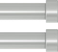 VOIIY 2 Pack Curtain Rods for Windows 18 to 42 Inch(1.5-3.5 Feet),Silver 1'' Diameter Drapery Rods with End Cap Style Design,Modern Adjustable Heavy Duty Curtain Rod,Size:18''-42''