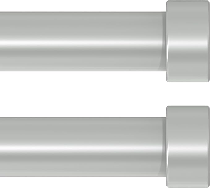 VOIIY 2 Pack Curtain Rods for Windows 18 to 42 Inch(1.5-3.5 Feet),Silver 1'' Diameter Drapery Rods with End Cap Style Design,Modern Adjustable Heavy Duty Curtain Rod,Size:18''-42''