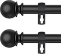Black Curtain Rods for Windows 48 to 84 or 88 Inches Max - 2 Pack 5/8'' Metal Heavy Duty Curtain Rods Set - Rustic Decorative Drapery Rods with Brackets for Farmhouse, Bedroom