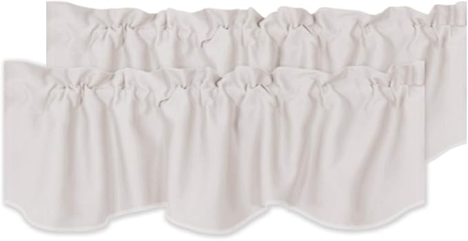 H.VERSAILTEX 2 Panels Blackout Curtain Valances for Kitchen Windows/Living Room/Bathroom Privacy Protection Rod Pocket Decoration Scalloped Window Valance Curtains, 52" W x 18" L, Stone