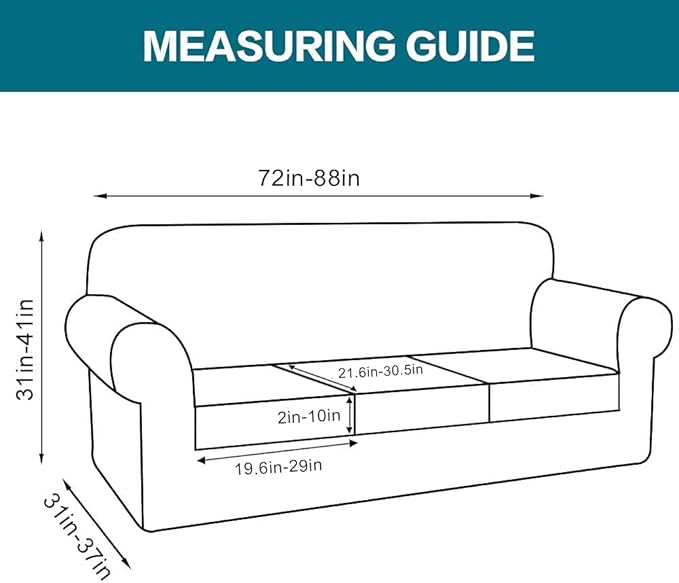Turquoize 4 Piece Sofa Covers for 3 Cushion Couch Sofa Slipcover Soft Couch Cover for Dogs-Washable Sofa Furniture Covers with 3 Individual Cushion Covers,Jacquard Fabric (3 Cushion Sofa, Dark Cyan)