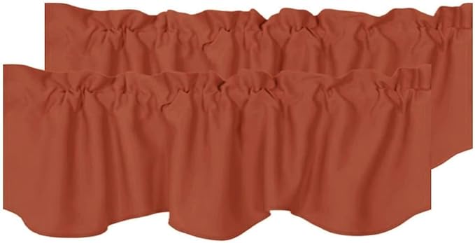 H.VERSAILTEX 2 Panels Blackout Curtain Valances for Kitchen Windows/Living Room/Bathroom Privacy Protection Rod Pocket Decoration Scalloped Window Valance Curtains, 52" W x 18" L, Orange