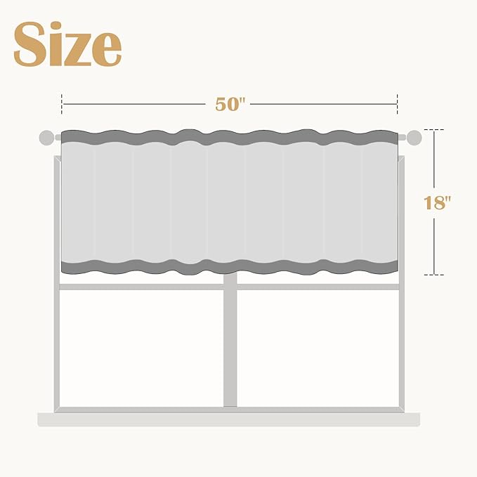 jinchan Tie Up Linen Textured Striped Bow Tie Curtain for Kitchen Bathroom Rod Pocket Pinstripe Valance Window Treatments Ticking Stripe Pull Cord Valance 1 Panel 18 Inch Taupe Grey on Linen