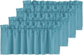 H.VERSAILTEX Blackout Blue Curtain Valances for Windows,Kitchen Valance Curtains for Living Room/Bedroom/Bathroom/Basement Privacy Rod Pocket, 4 Panels 52" W x 18" L, Storm Blue