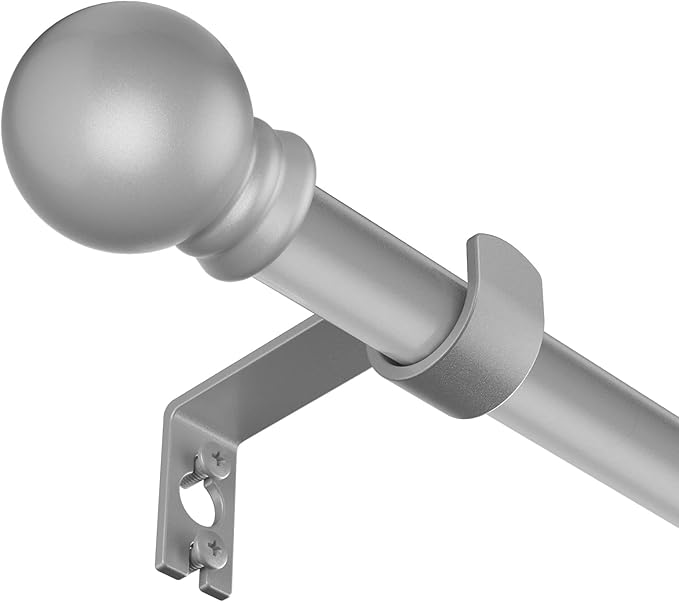 SMODBRODRE Curtain Rods for Window 32 to 62, Silver 5/8 inch Splicing Single Window Curtain Rod Set with Brackets