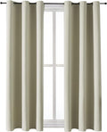 ChrisDowa Grommet Room Darkening Curtains for Bedroom and Living Room - 2 Panels Set Thermal Insulated Blackout Curtains (Beige, 38W x 45L)