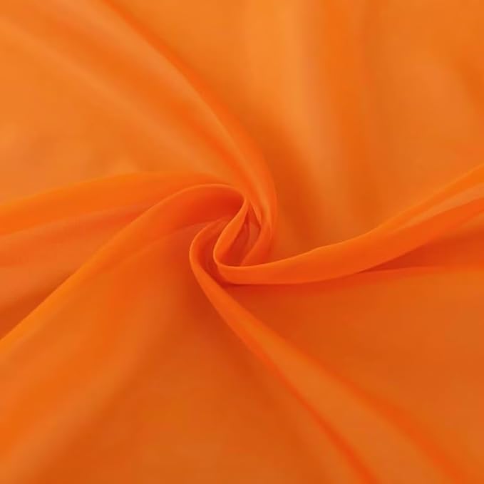 SpaceDresser Basic Rod Pocket Sheer Voile Window Curtain Panels Orange 1 Pair 2 Panels 26 Width 24 Inch Long for Kitchen Bedroom Children Living Room Yard（Orange，26Wx 24L）