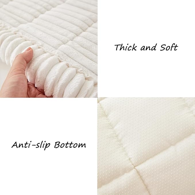 Couch Cover for Dogs Washable, Fuzzy Pet Couch Covers for 3 Cushion Sofa Pet Friendly, Non Slip Sofa Cover (White, 27.6" x 82.7"/70 x 210cm)