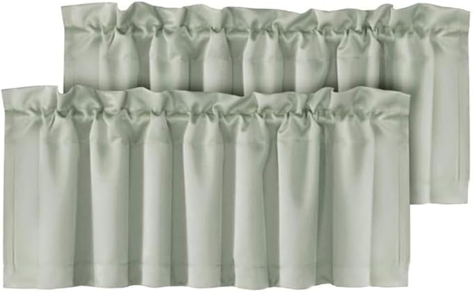H.VERSAILTEX Blackout Valances for Windows,Sage Green Kitchen Window Valance Curtains for Living Room/Bedroom/Bathroom Privacy Decorative Rod Pocket ，2 Panels，52" W x 18" L, Light Sage