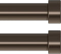 VOIIY 2 Pack Curtain Rods for Windows 18 to 42 Inch(1.5-3.5 Feet),Bronze 1'' Diameter Drapery Rods with End Cap Style Design,Modern Adjustable Heavy Duty Curtain Rod,Size:18''-42''