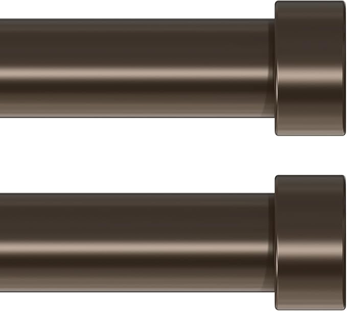VOIIY 2 Pack Curtain Rods for Windows 48 to 84 Inch(4-7 Feet),Bronze 1'' Diameter Drapery Rods with End Cap Style Design,Modern Adjustable Heavy Duty Curtain Rod,Size:36''-88''
