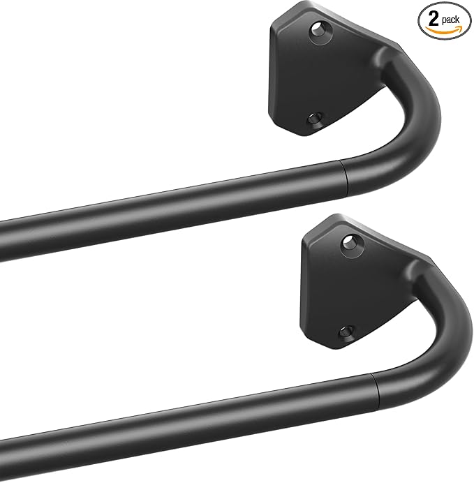 GXOACKJ Black Wrap Around Curtain Rods for Windows 28 to 48 inch,2 Pack 5/8 inch Industrial Telescoping Curtain Rod, Blackout Rods for Bedroom & Outdoor, Adjustable from 30 to 48 Inches