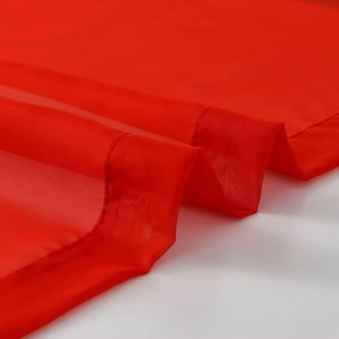 SpaceDresser Basic Rod Pocket Sheer Voile Window Curtain Panels White 1 Pair 2 Panels 60 Width 63 Inch Long for Kitchen Bedroom Children Living Room Yard(Red,60 W x 63 L)
