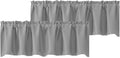 Chyhomenyc Silver Grey Valances for Window, Room Darkening Short Curtains for Kitchen Bedroom Living Room, Rod Pocket Top Small Window Treatment Valance RV Bunk Panels, 60Wx18L, 2 Pieces