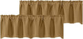 Chyhomenyc Gold Valances for Window, Room Darkening Short Curtains for Kitchen Bedroom Living Room, Rod Pocket Top Small Window Treatment Valance RV Bunk Panels, 60" Wx18 L, 2 Pieces