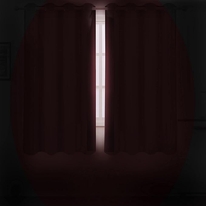 LEMOMO Red Thermal Blackout Curtains/52 x 54 Inch/Set of 2 Panels Room Darkening Curtains for Bedroom
