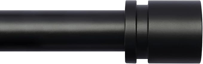 Byondeth Curtain Rods for Windows 16 to 120 Inches 2 Pack Adjustable Length 1 Inch Diameter Window Curtain Rod with Aluminium Finials, Black