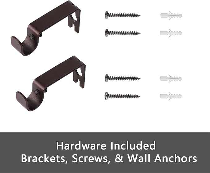 GXOACKJ Curtain Rods for windows 66-120 inch, 5/8 inch Decorative Brown Splicing Heavy Duty Metal Curtain Rod set with Brackets