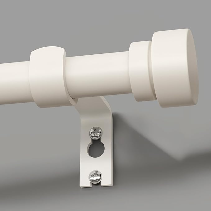 Lootkell Modern White Curtain Rods for Windows 72 to 144 Inches Adjustable Length Heavy Duty 1" Diameter Window Curtain Rod with Decorative Finials for Outdoor Farmhouse Bedroom Kitchen Living Room