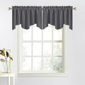 NICETOWN Bedroom Blackout Window Valances - 52 inches by 18 inches Scalloped Rod Pocket Window Treatment Sets Home Decoration Curtains Tier Panel for Kitchen/Living Room/Camper RV (Grey, 2 Panels)