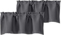 Chyhomenyc Charcoal Grey Valances for Window, Room Darkening Short Curtains for Kitchen Bedroom Living Room, Rod Pocket Top Small Window Treatment Valance RV Bunk Panels, 40" Wx18 L, 2 Pieces
