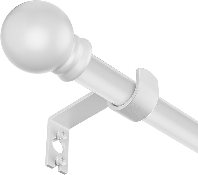 SMODBRODRE Curtain Rods for Window 48 to 84-93, White 5/8 inch Splicing Single Window Curtain Rod Set with Brackets