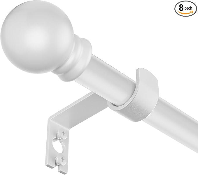 SMODBRODRE Curtain Rods for Window 32 to 120, White 5/8 inch Splicing Single Window Curtain Rod Set with Brackets