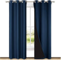 NICETOWN Blackout Room Warming Curtains 80 inches Long, Full Light Blocking Drapes with Black Liner for Nursery, Thermal Insulated Draperies for Hall, Villa (Navy Blue, 2 Pieces, 42" Wide Each Panel)