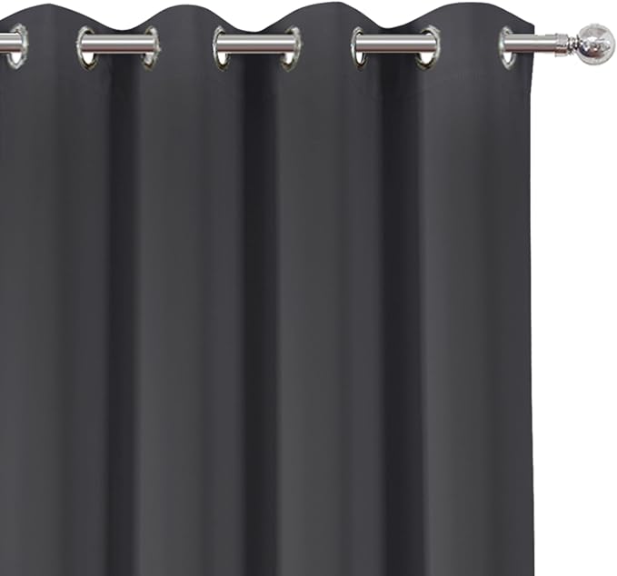 LEMOMO Dark Grey Thermal Blackout Curtains/52 x 45 Inch/Set of 2 Panels Room Darkening Curtains